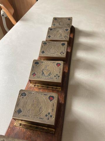 Porte-jeu de cartes ancien - support en bois avec supports, Enlèvement ou Envoi