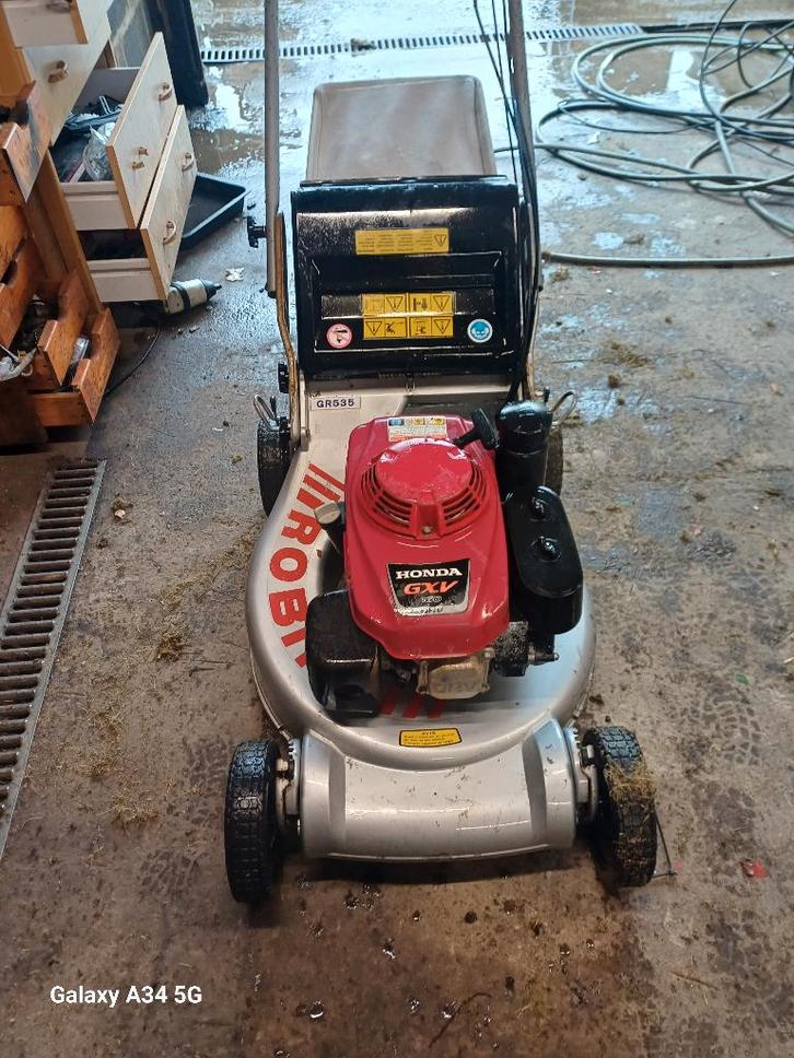 Honda professional Robin spanschroef te koop, Tuin en Terras, Grasmaaiers, Gebruikt, Benzine-grasmaaier, Opvangbak, Versnellingen