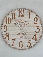 Maisons du monde Grande horloge murale en bois, Huis en Inrichting, Woonaccessoires | Klokken, Ophalen, Zo goed als nieuw, Wandklok