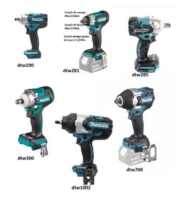 MAKITA dtw190/285/300/300/700/1002 18v nurunners APD 85€ beschikbaar voor biedingen