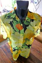 licht transparant geel getinte bloemerige blouse, Comme neuf, Jaune, Taille 42/44 (L), Vintage made in Paris
