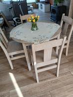 ronde tafel + 4 stoelen, Ophalen, Gebruikt, Vier personen