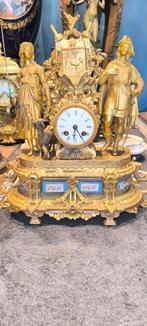 Antieke zamak met sevres porselein klok, h 45 cm, Antiek en Kunst, Ophalen
