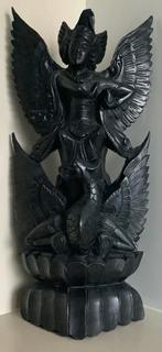 Handgemaakt uit hout gesneden Beeld van Garuda en Vishnu, Antiek en Kunst, Ophalen of Verzenden