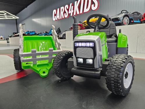 Kindertractor met aanhanger - 12 volt - leren zit - met RC, Kinderen en Baby's, Speelgoed |Speelgoedvoertuigen, Nieuw, Afstandsbediening