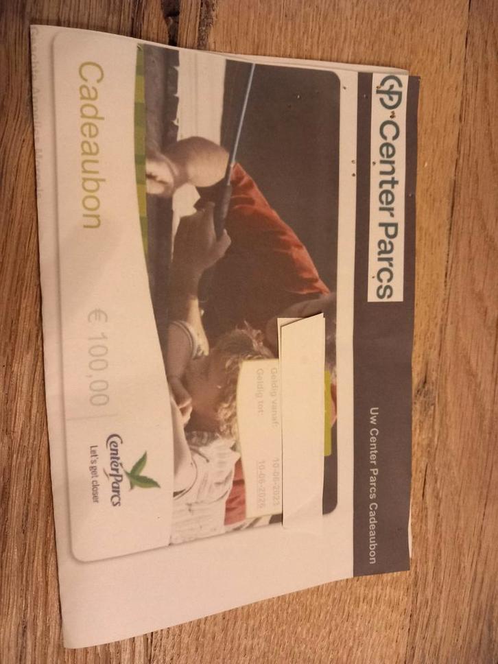Waardebon Center Parcs twv 100 euro, Tickets en Kaartjes, Kortingen en Cadeaubonnen, Cadeaubon