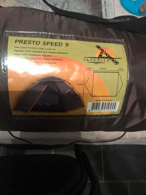 Tent voor 2a3 personen, merk SAFARICA, type PRESTO SPEED 3, Caravans en Kamperen, Tenten, Zo goed als nieuw, Ophalen