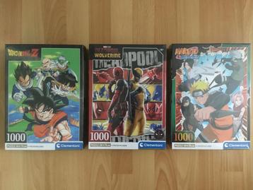 Puzzels 1000 st Dragonball Z, Deadpool Wolverine, Naruto beschikbaar voor biedingen