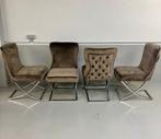 4 stoelen grijs fluweel, Ophalen, Gebruikt, Grijs