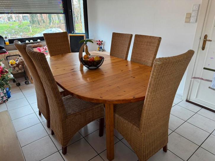 Eettafel met 6 stoelen, Huis en Inrichting, Complete eetkamers, Gebruikt, 6 tot 8 stoelen, Ophalen