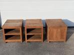 Teak tafeltjes (3) Indonesië, Ophalen, Minder dan 45 cm, Minder dan 55 cm, Gebruikt