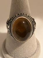 Zilveren heren ring met Baltische barnsteen maat 28, Bijoux, Sacs & Beauté, Bagues, Jaune, Avec pierre précieuse, Argent, Femme