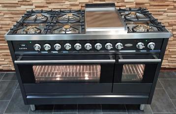 🔥Luxe Fornuis Boretti 120 cm antraciet + rvs 7 pits Frytop  beschikbaar voor biedingen