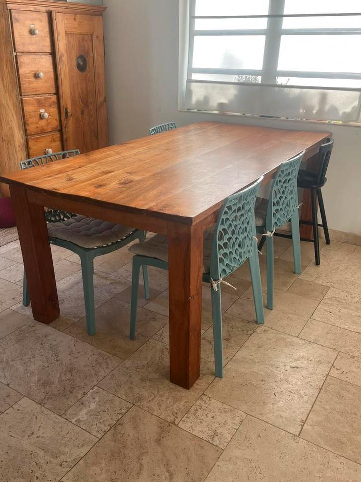 Massief eikenhouten eettafel – 200  100 cm, Huis en Inrichting, Tafels | Eettafels, Gebruikt, 100 tot 150 cm, 200 cm of meer, Vijf personen of meer