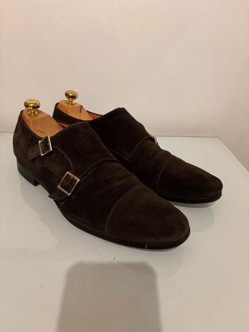 Santoni double monk bruine daim T9 beschikbaar voor biedingen