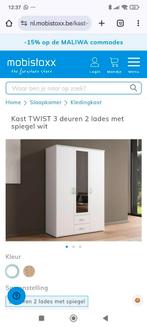 kleerkast wit met spiegel , 2 lades en 3 deuren, 2/3 hangen, Ophalen, Zo goed als nieuw