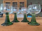 4 wijnglazen met groene voet luminarc, Ophalen of Verzenden