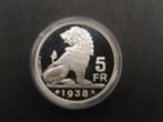 België:5 frank 1938 F/V in zilver ( PROOF) + MEDAILLESLAG !, Postzegels en Munten, Munten | België, Verzenden, Zilver, Losse munt