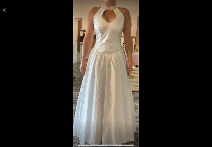 Wit trouwkleed, satijn maat 38/40, Kleding | Dames, Trouwkleding en Trouwaccessoires, Zo goed als nieuw, Trouwjurk, Wit, Ophalen