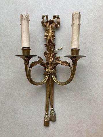 Set van 2  koperen antieke wandlampen