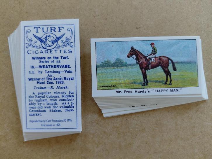 Winners on the Turf complete set 25 chromos paarden REPRO, Verzamelen, Foto's en Prenten, Zo goed als nieuw, Dier, 1980 tot heden