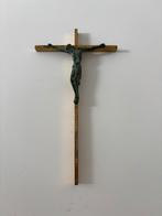 Crucifix 19de eeuws met Bronzen Kristus 20cm, Ophalen