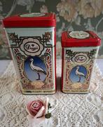 2 Vintage blikken, echte dessert muisjes, Dragee, ooievaar, Verzamelen, Ophalen of Verzenden, Gebruikt, Overige, Overige merken