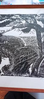 La Semois - Lithographie signée et numérotée 11/100 , N et B, Ophalen of Verzenden