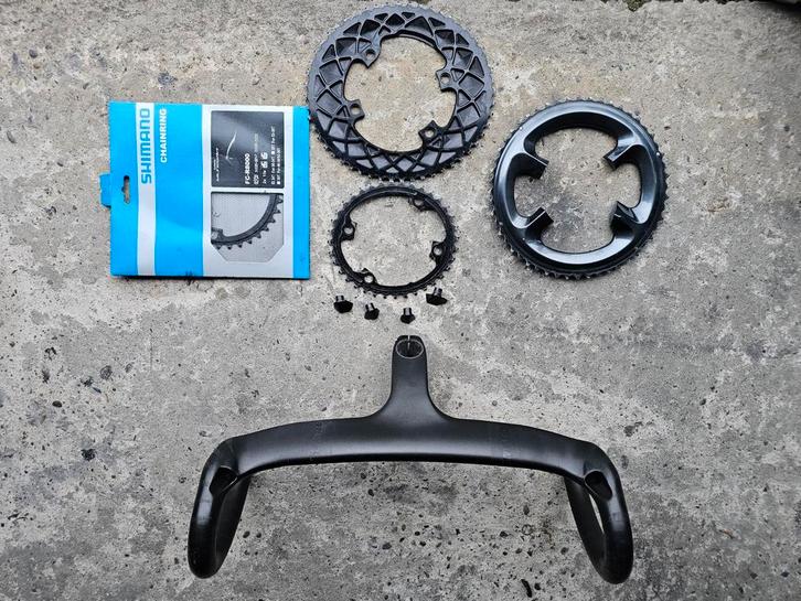 Racefiets parts, Dura Ace, Absolute Black, carbon cockpit, Fietsen en Brommers, Fietsonderdelen, Zo goed als nieuw, Racefiets