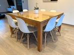 Tafel 140 x 140, lichte taek, Huis en Inrichting, Ophalen, Gebruikt, Vijf personen of meer, 100 tot 150 cm