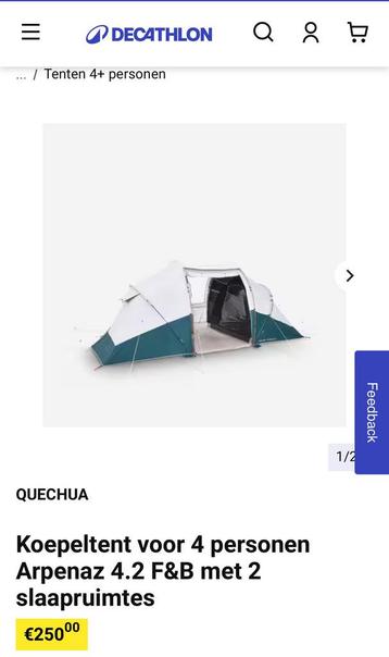 Decathlon Fresh&Black tent 4 personen - 10 dagen gebruikt, Enlèvement, Comme neuf