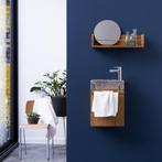 Meuble Lave main en teck massif et marbre grey, Bricolage & Construction, Sanitaire, Enlèvement, Neuf, Pierre, Lavabo