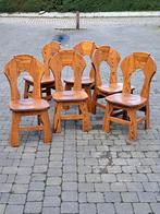 6 vintage massief houten stoelen., Huis en Inrichting, Stoelen, Gebruikt, Ophalen of Verzenden, Hout