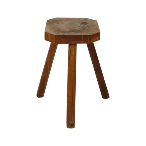 Antieke Houten Driepoot Kruk Melkkruk Eik Begin 20ste Eeuw, Huis en Inrichting, Krukjes, Gebruikt, Hout, Ophalen of Verzenden