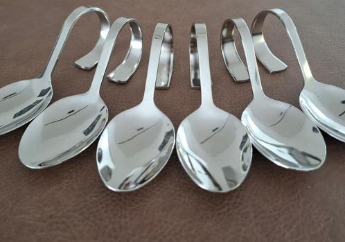 Set van 6 Monogram lepelhapjes - roestvrij staal, Huis en Inrichting, Keuken | Bestek, Zo goed als nieuw, Bestekset, Overige materialen