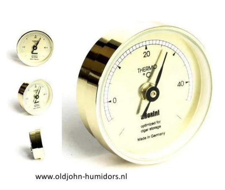 ADORINI  HUMIDOR TEMPERATUUR METER GOLD  in- of opbouw atm01, Verzamelen, Rookartikelen, Aanstekers en Luciferdoosjes, Nieuw, Tabaksdoos of Verpakking