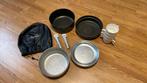 Kookpottenset met vergiet, borden en bekers, Ophalen of Verzenden, Gebruikt
