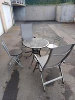 Tafeltje met 2 stoeltjes en 2 zeteltjes, Tuin en Terras, Ophalen, Gebruikt