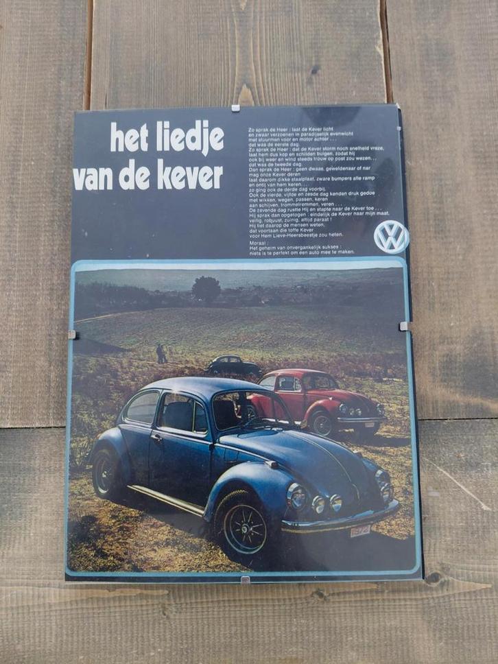 Kader met oude reclame VW kever, Verzamelen, Merken en Reclamevoorwerpen, Ophalen of Verzenden