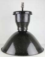 Industriële emaille hanglamp – zwart/wit, Antiek en Kunst, Ophalen