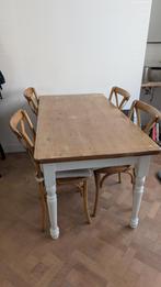 Landelijke grenen tafel 160 x 80 cm inclusief 4 stoelen, Huis en Inrichting, Complete eetkamers, Ophalen, Gebruikt, Lamdelijke en klassiek