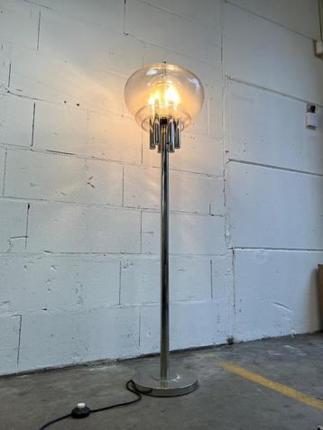 Vintage staanlamp: chroom & glas 'Leclaire & Schâfer  beschikbaar voor biedingen