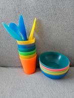 Lot verres, bols et couverts plastique couleur ikea, Ophalen of Verzenden, Zo goed als nieuw