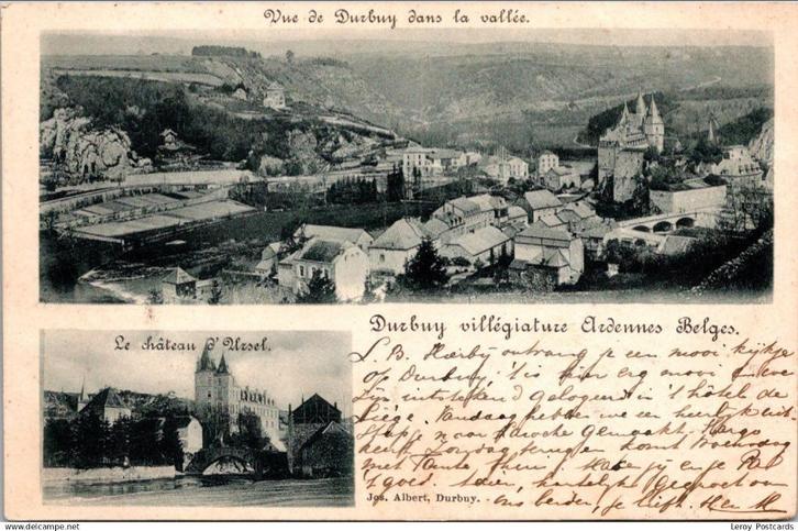 Vue de Durbuy dans la vallée 1899, Verzamelen, Postkaarten | België, Gelopen, Luxemburg, Voor 1920, Verzenden