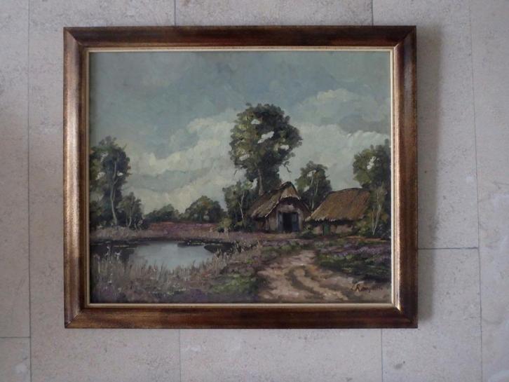 Boerderij op de heide ca. 1960 - L. Ranquin, Antiek en Kunst, Kunst | Schilderijen | Klassiek, Ophalen of Verzenden