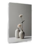 Vases minimalistes et fleurs blanches sur toile Nature mort, 75 à 100 cm, Envoi, Création originale, 50 à 75 cm