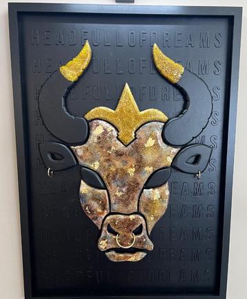 3D / relief schilderij Bull