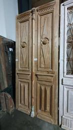 UNIEKE ANTIEKE FRANSE DUBBELE DEUR MET HOUTSNIJWERK 125X295, Antiek en Kunst, Ophalen of Verzenden