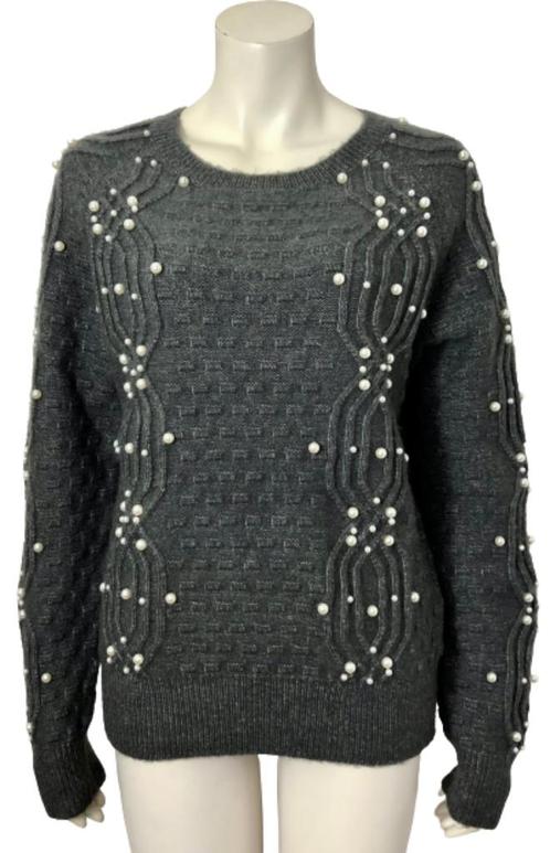 FRACOMINA trui afgewerkt met parels - XL - Nieuw, Kleding | Dames, Truien en Vesten, Nieuw, Maat 46/48 (XL) of groter, Grijs, Verzenden