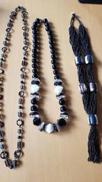 3 longs colliers, Bijoux, Sacs & Beauté, Colliers, Comme neuf, Synthétique, Noir, Avec pendentif